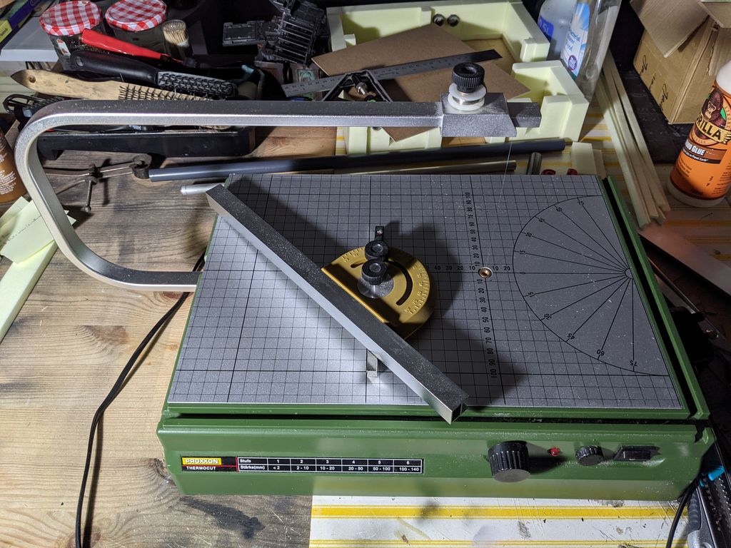 A proxxon thermocut hotwire foam cutter.