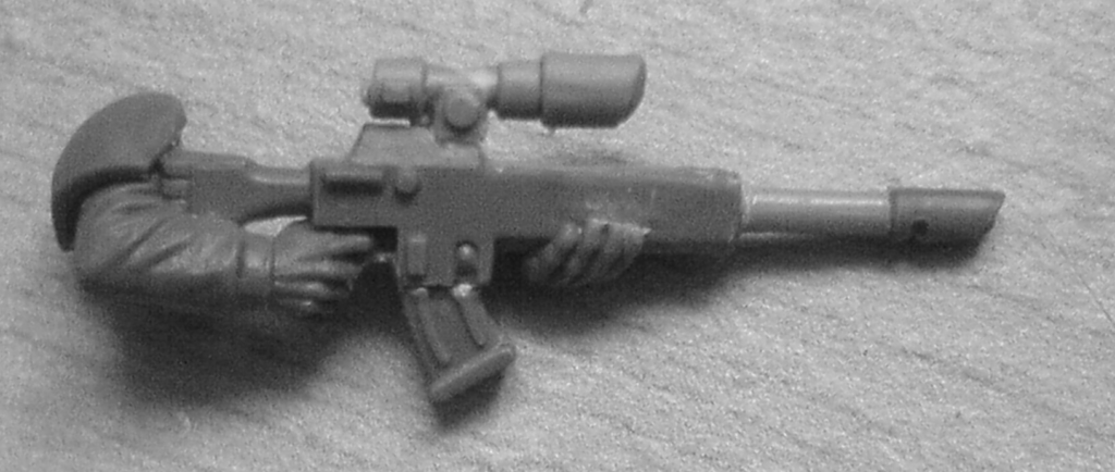a modified lasgun for a 28mm human soldier