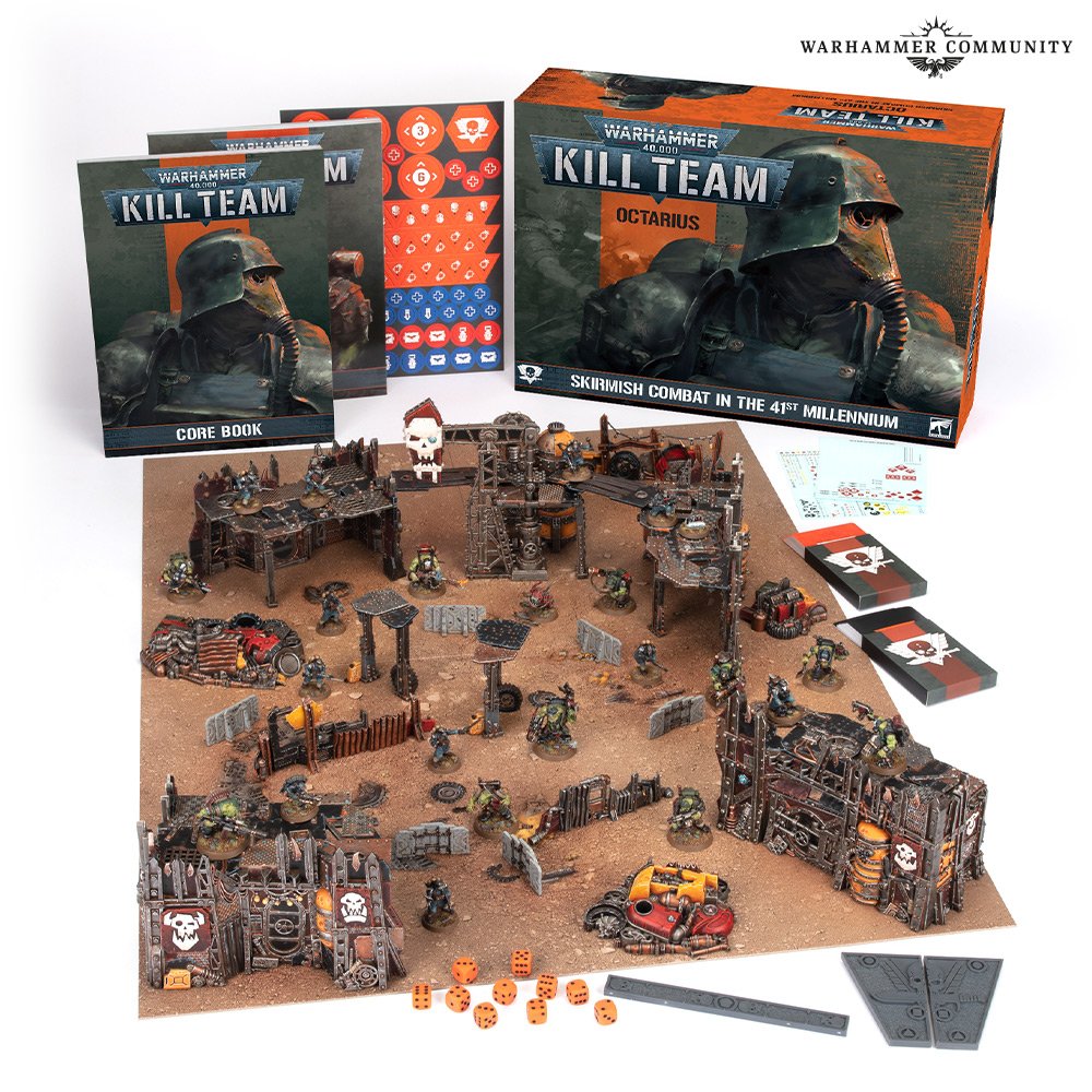 A photograph of the full contents of the Kill Team: Octarius box set.